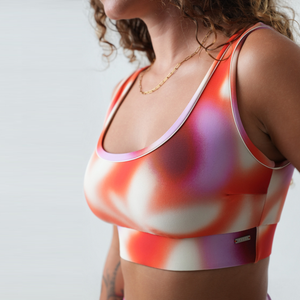 red, purple and white bikini top