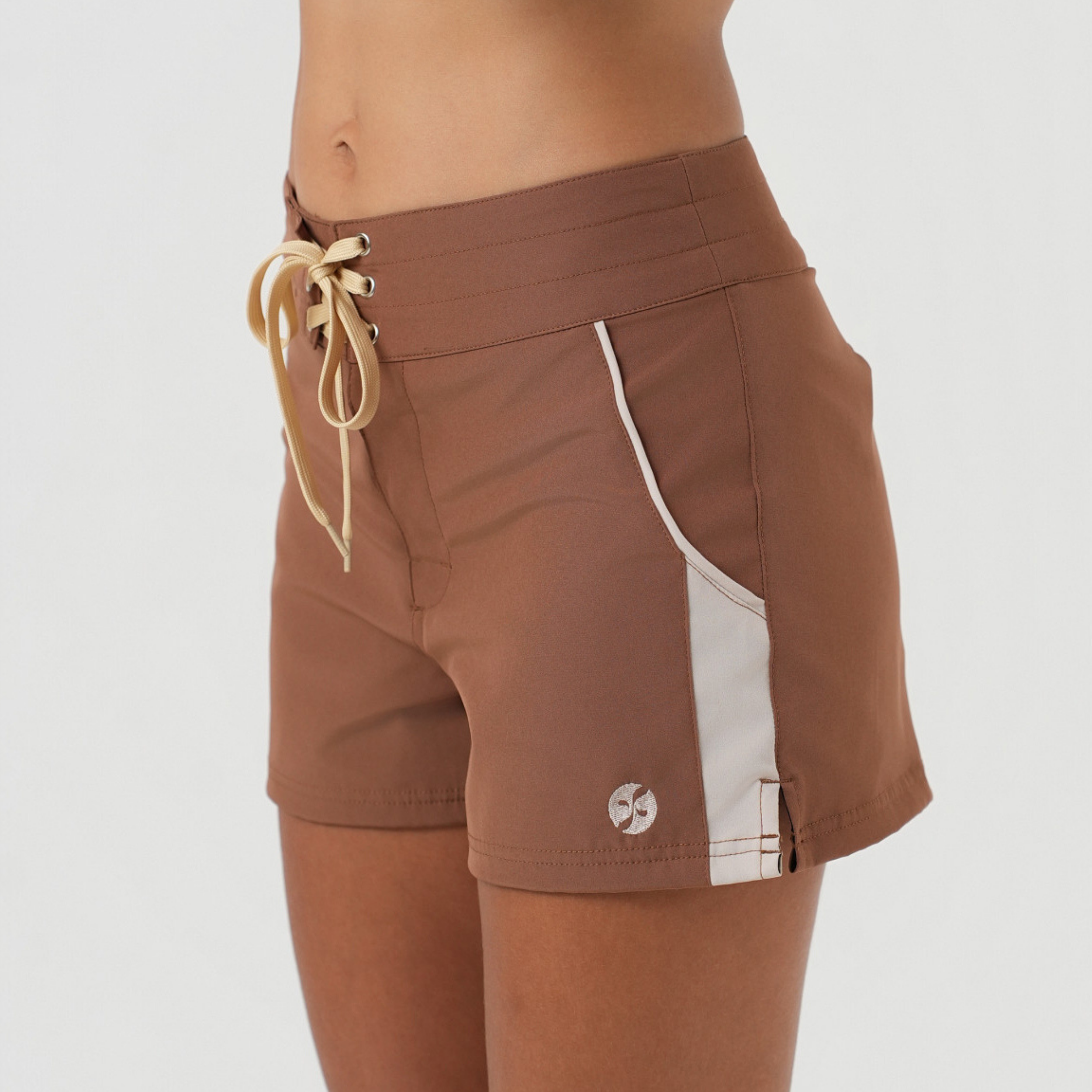 Mocha/brown boardies from the side