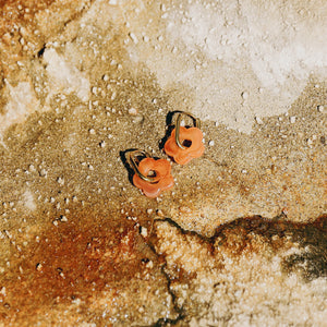 peach flower surf earrings gold