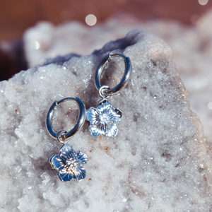 silver floral waterproof earrings jewelry