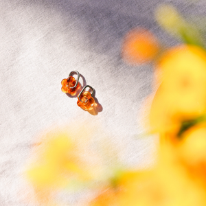 amber floral earrings for surfing waterproof silver hoops