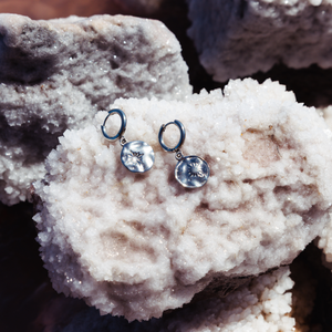 Surf earrings silver dangly coin waterproof Lore of the Sea