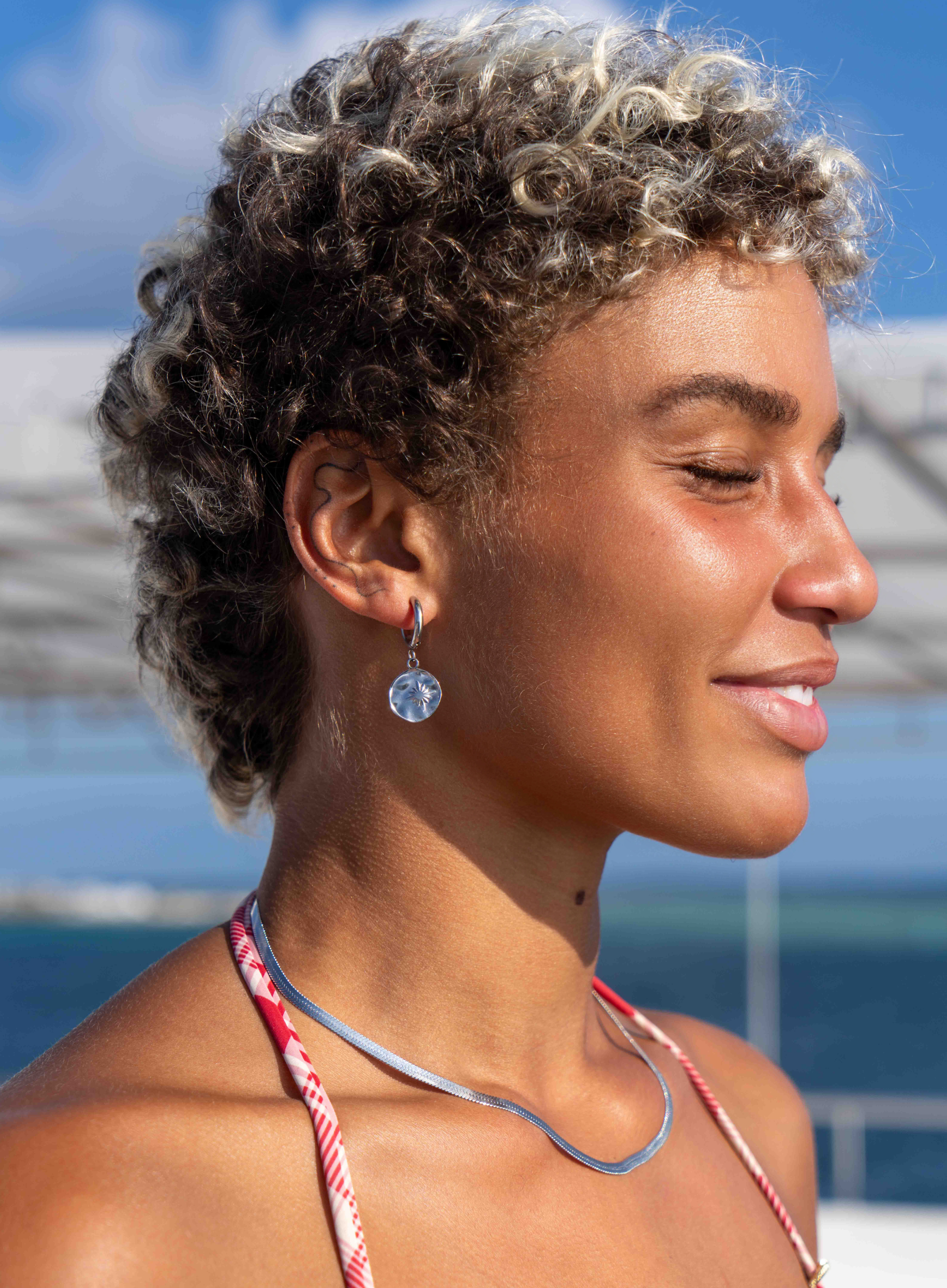 drift coin earrings waterproof silver