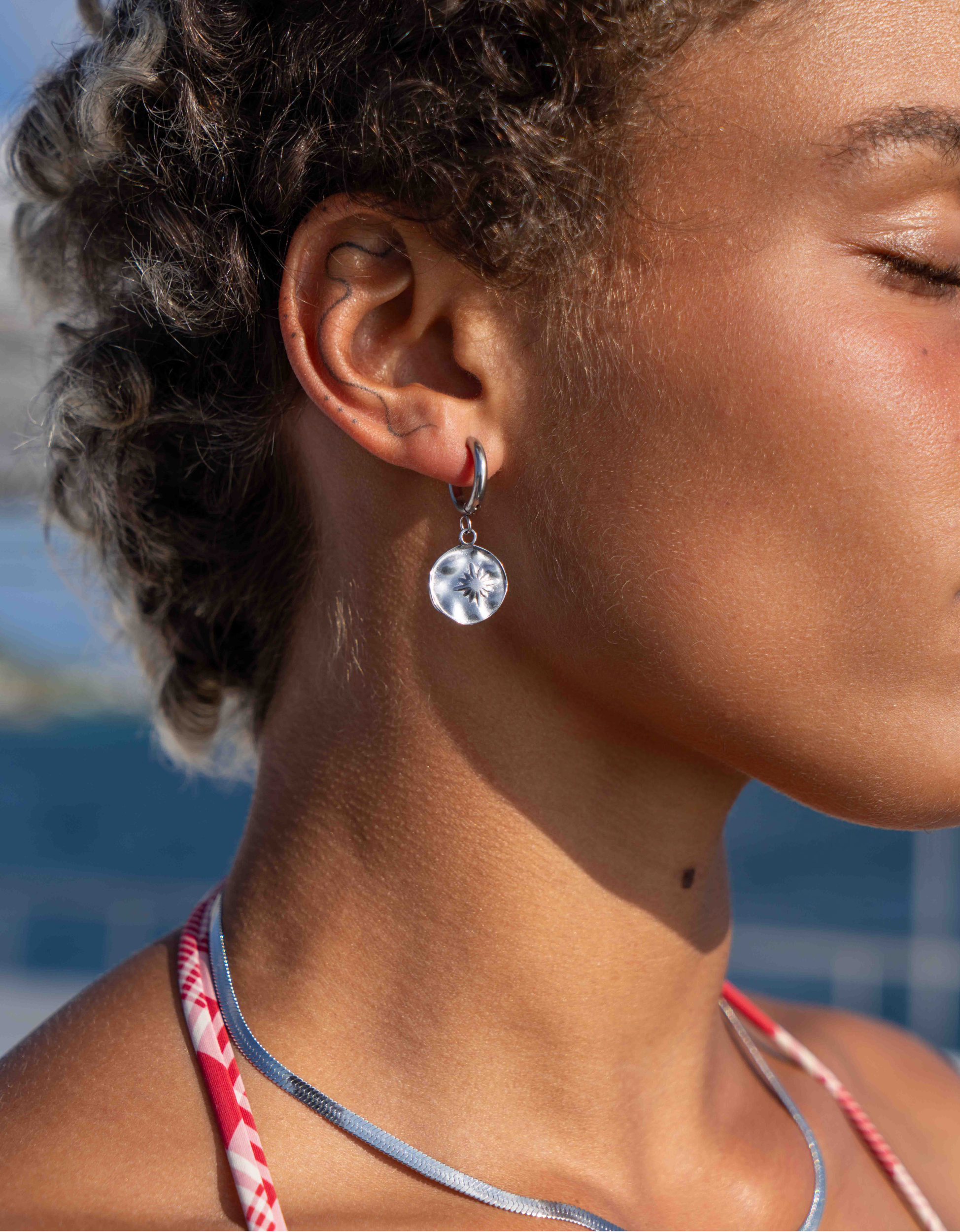 drift coin earrings waterproof silver