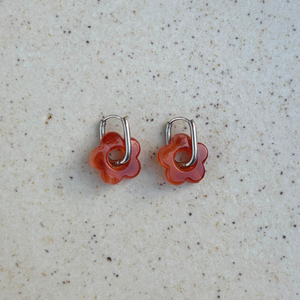Margarita earrings Peach with silver hoops