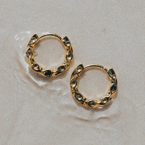 wavey surf earrings lore of the Sea waterproof jewellery gold