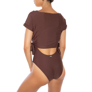 lore of the sea brown color recycled rashguard