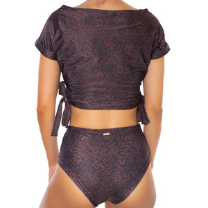 rashguard top surfing lore of the sea brown black