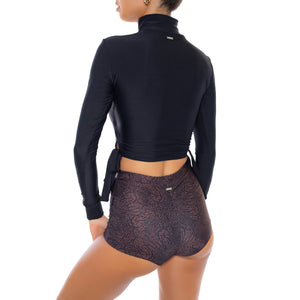 black rashguard lore of the sea recycled swimwear 
