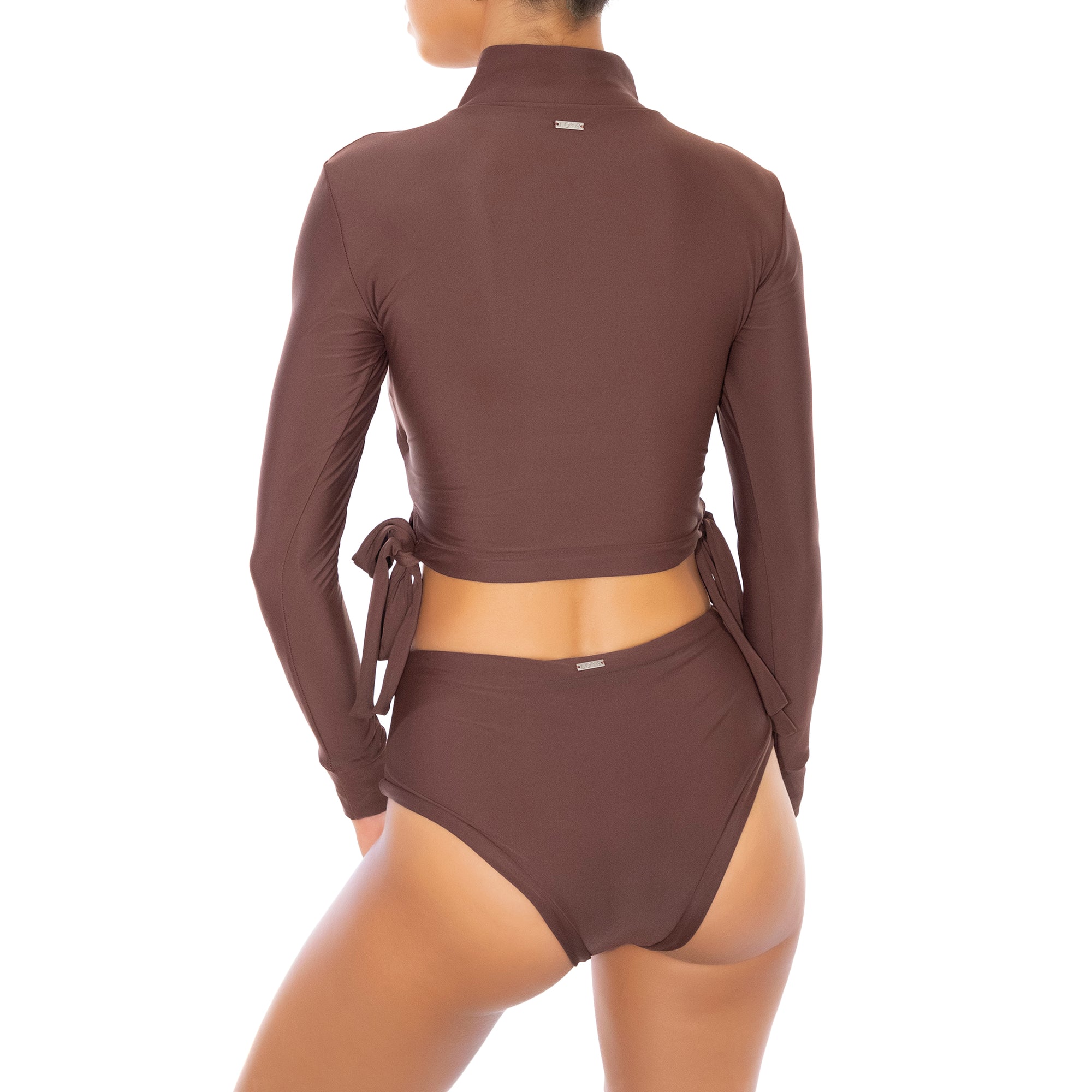 Brown surf set lore of the sea actoz cropped top and biarritz bottoms