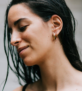 gold surf earrings 18k hoops