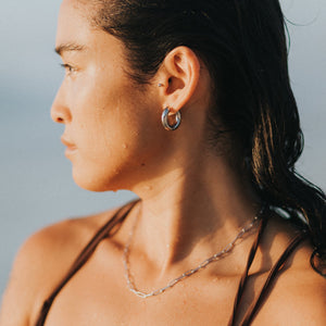 silver surf earrings 12mm thick lore of the Sea waterproof hypoallergenic