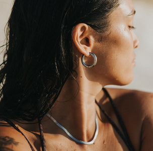 Silver waterproof earrings for surfing by Lore of the Sea