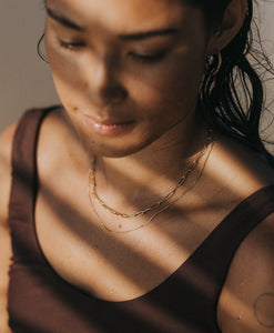 Gold surf jewellery chain and earrings byron bay surf brand