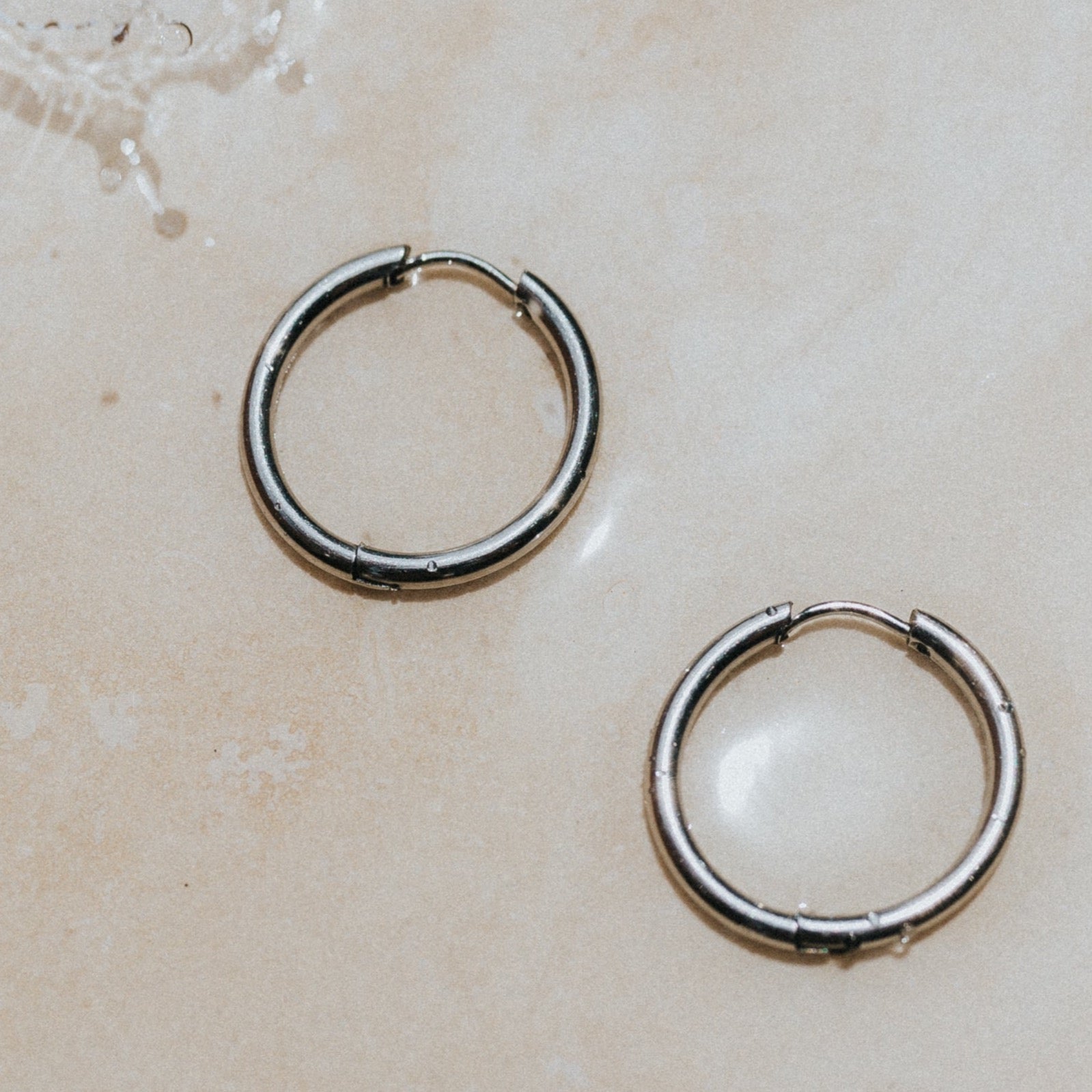 20mm silver waterproof earrings hoops for the ocean