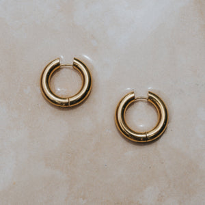 16mm thick surf earrings 18k gold waterproof 