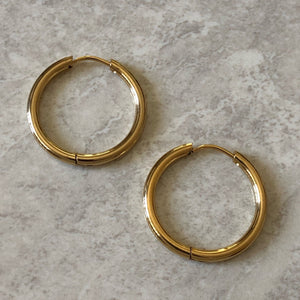 gold hoops for surfing 18k plated